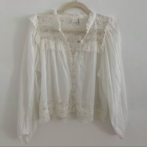 Anthropologie white button top